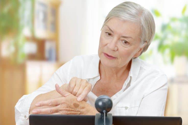 Patient in a Telehealth live video visit